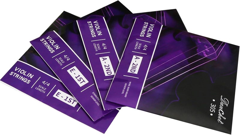 Danchet Violin Strings 4/4 E1. 2 pcs & A2. 2 pcs Senior Level, Ball End, Stainless Steel and Nickel Silver Wound 305… - Image 1